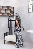 NF-174 Black White Printed 2Pc Stitched Suit