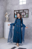 NF-6269 Blue Embroidered Lawn Stitched Frock