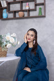 NF-6269 Blue Embroidered Lawn Stitched Frock