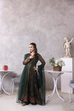NF-6246 Mehndi Chiffon Stitched Frock