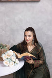 NF-6246 Mehndi Chiffon Stitched Frock