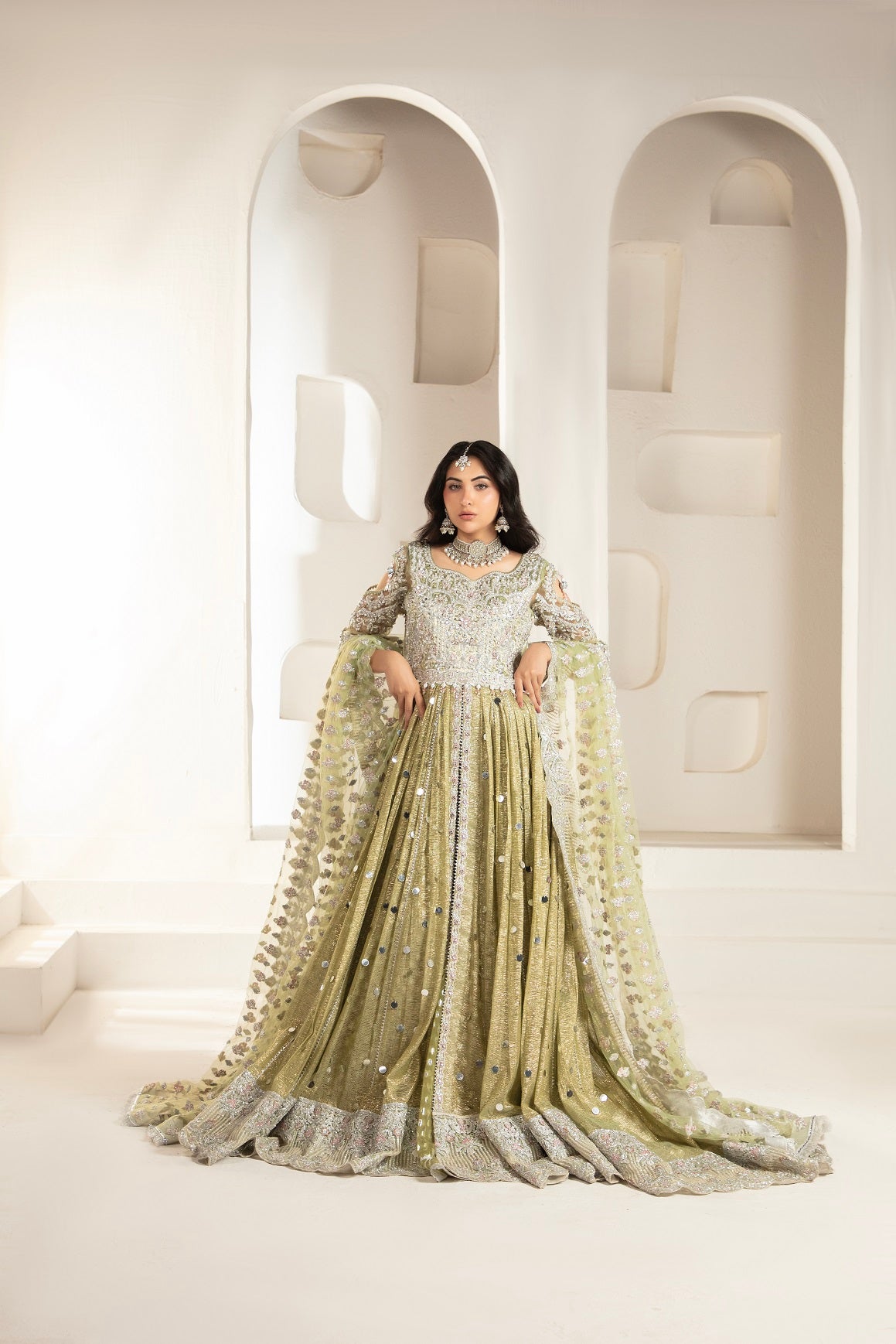 NB-6691 Pistachio  Shimmer Silk 3Pc Bridal