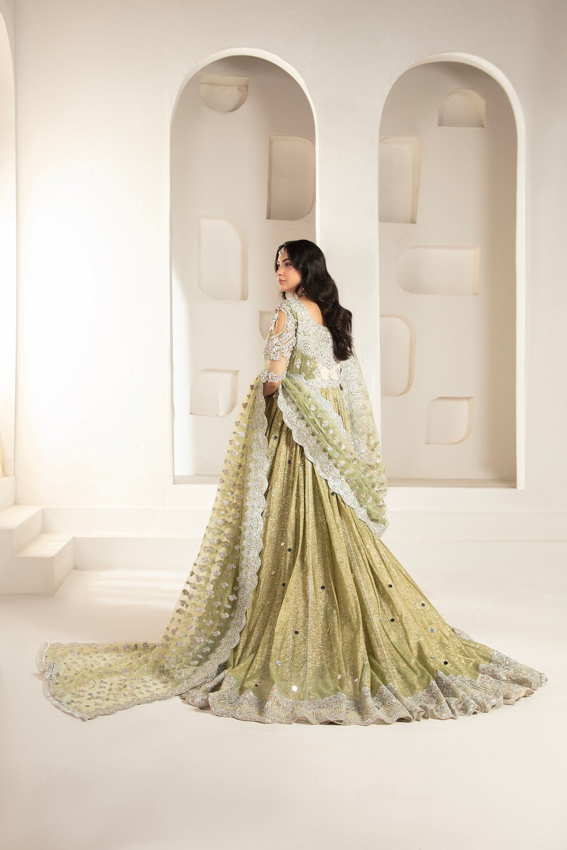 NB-6691 Pistachio  Shimmer Silk 3Pc Bridal