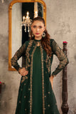 NF-5974 Bottle Green Chiffon Stitched Dress