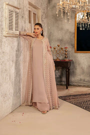 NF-6293 Pink Chiffon Stitched Coat with Inner