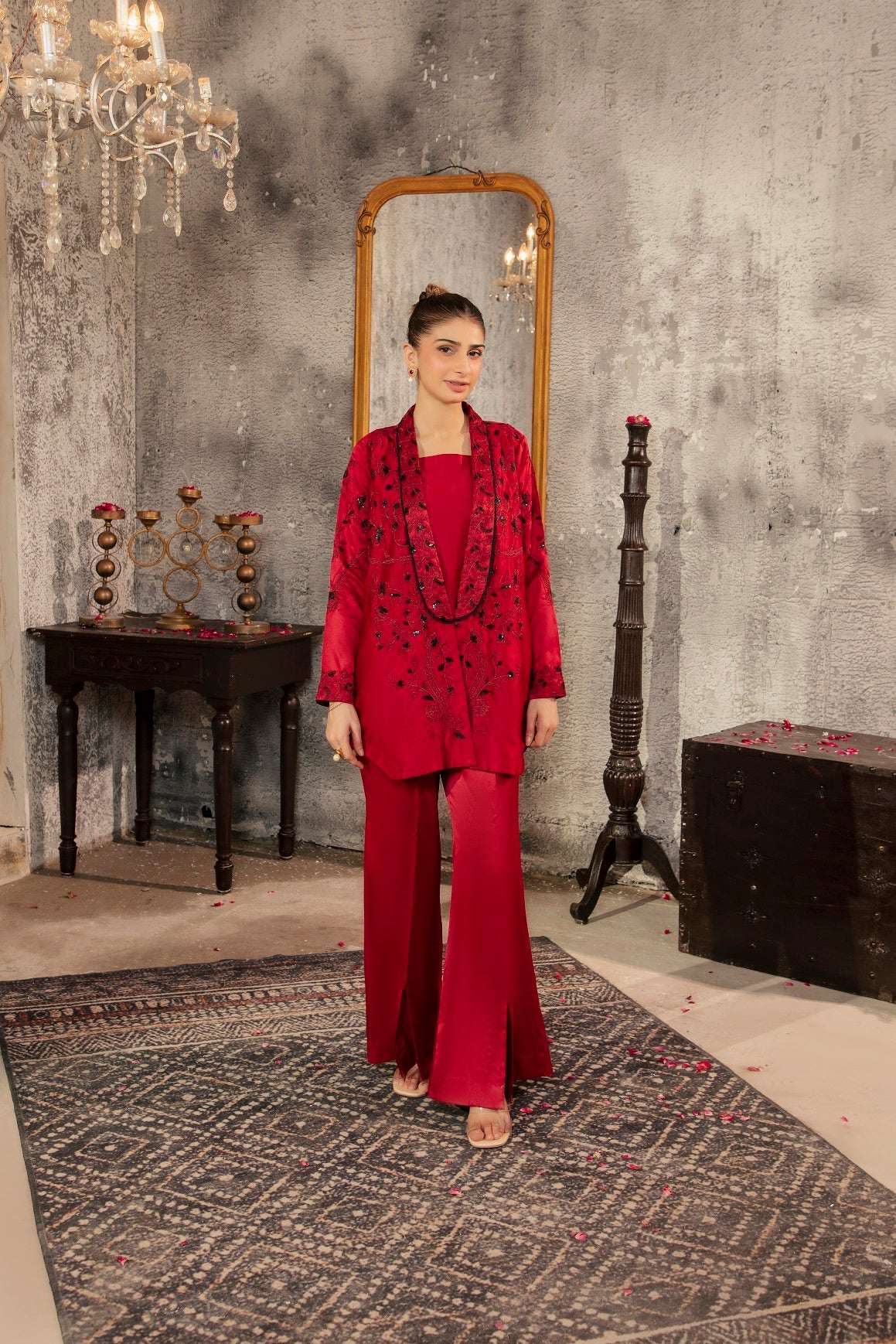 NF-5986 Maroon Silk Stitched 2Pc Suit