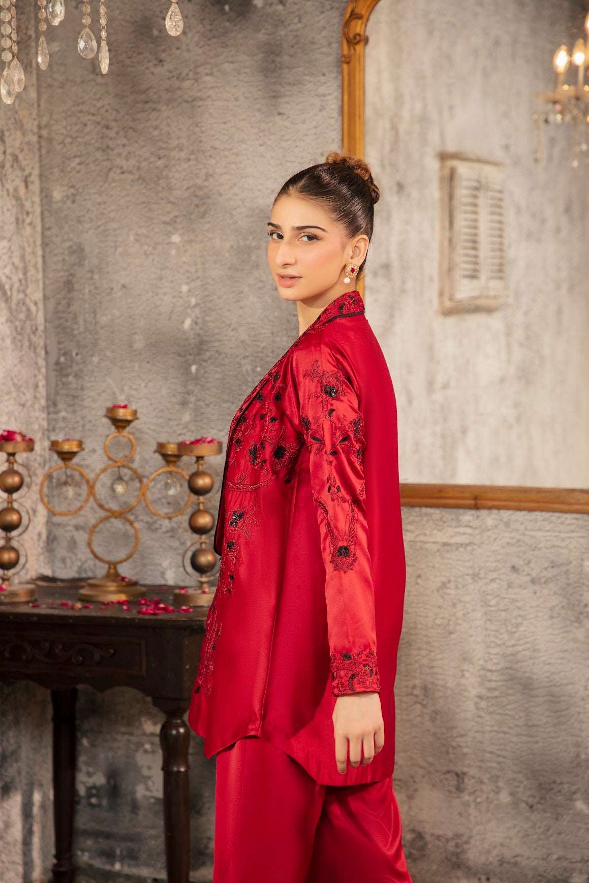 NF-5986 Maroon Silk Stitched 2Pc Suit