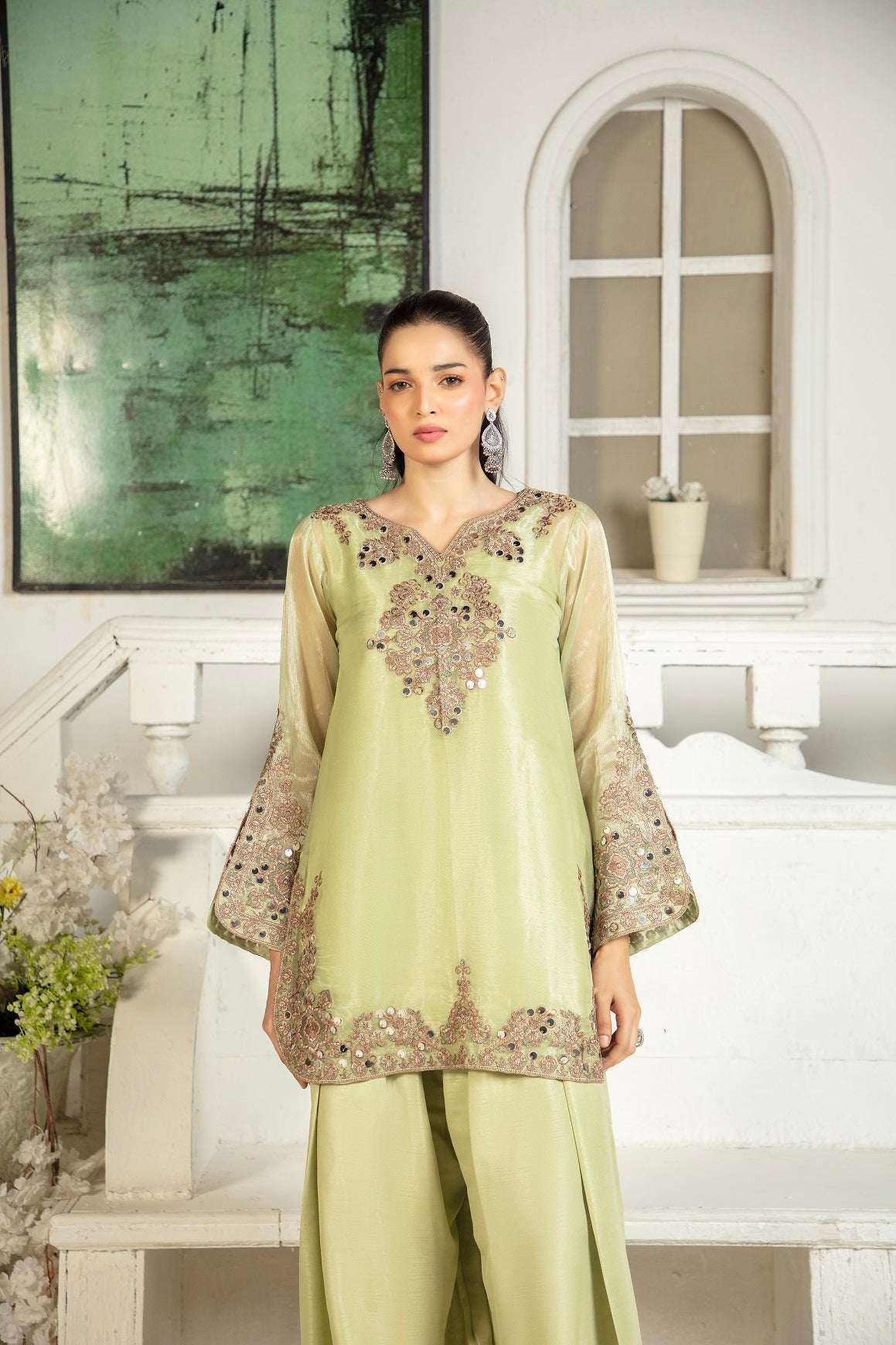 NF-6442 Mint Green Maisori 2Pc Stitched Dress