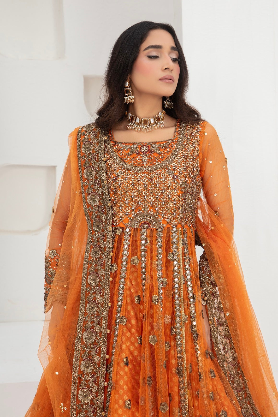 NB-6695 Rust Maxi Bridal 3Pc Suit