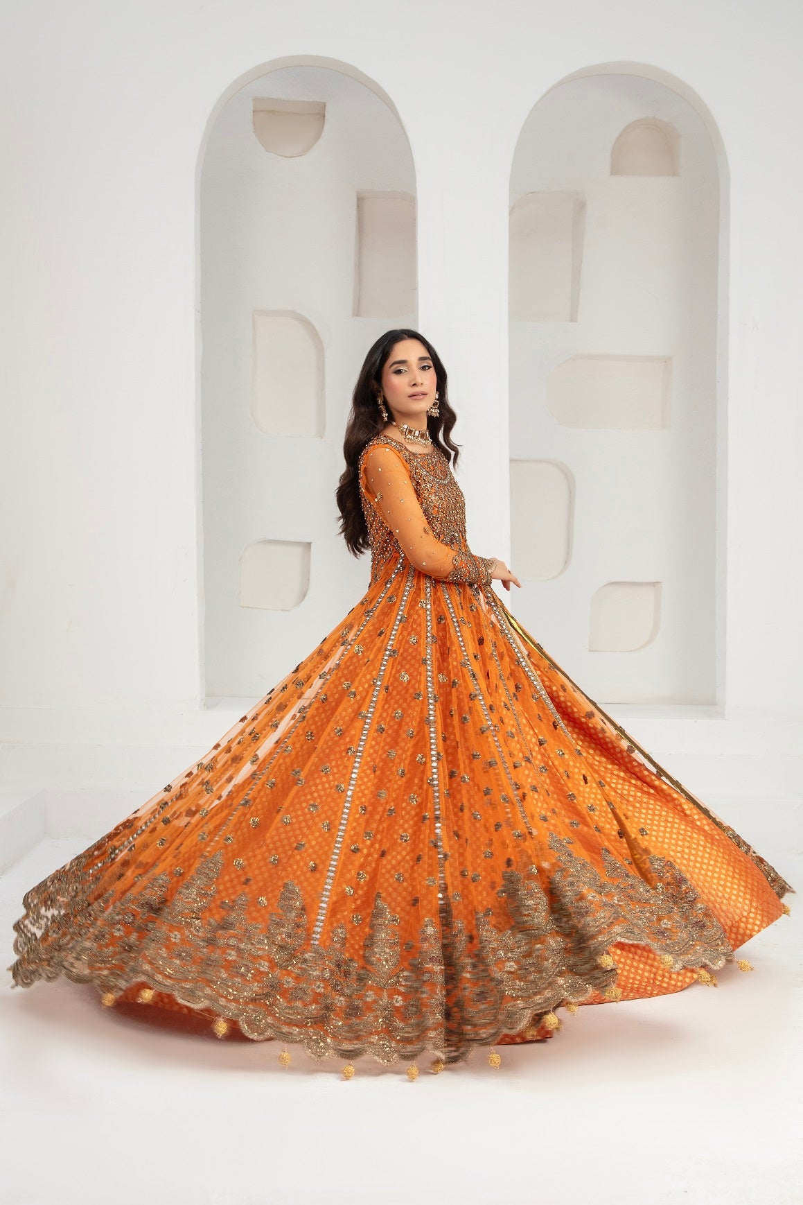 NB-6695 Rust Maxi Bridal 3Pc Suit
