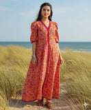 NF-403 Yellow Pink Printed Stitched Frock