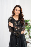 NF-6475 Black Cotton Net Stitched Frock