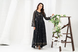 NF-6475 Black Cotton Net Stitched Frock