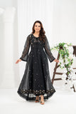 NF-6475 Black Cotton Net Stitched Frock