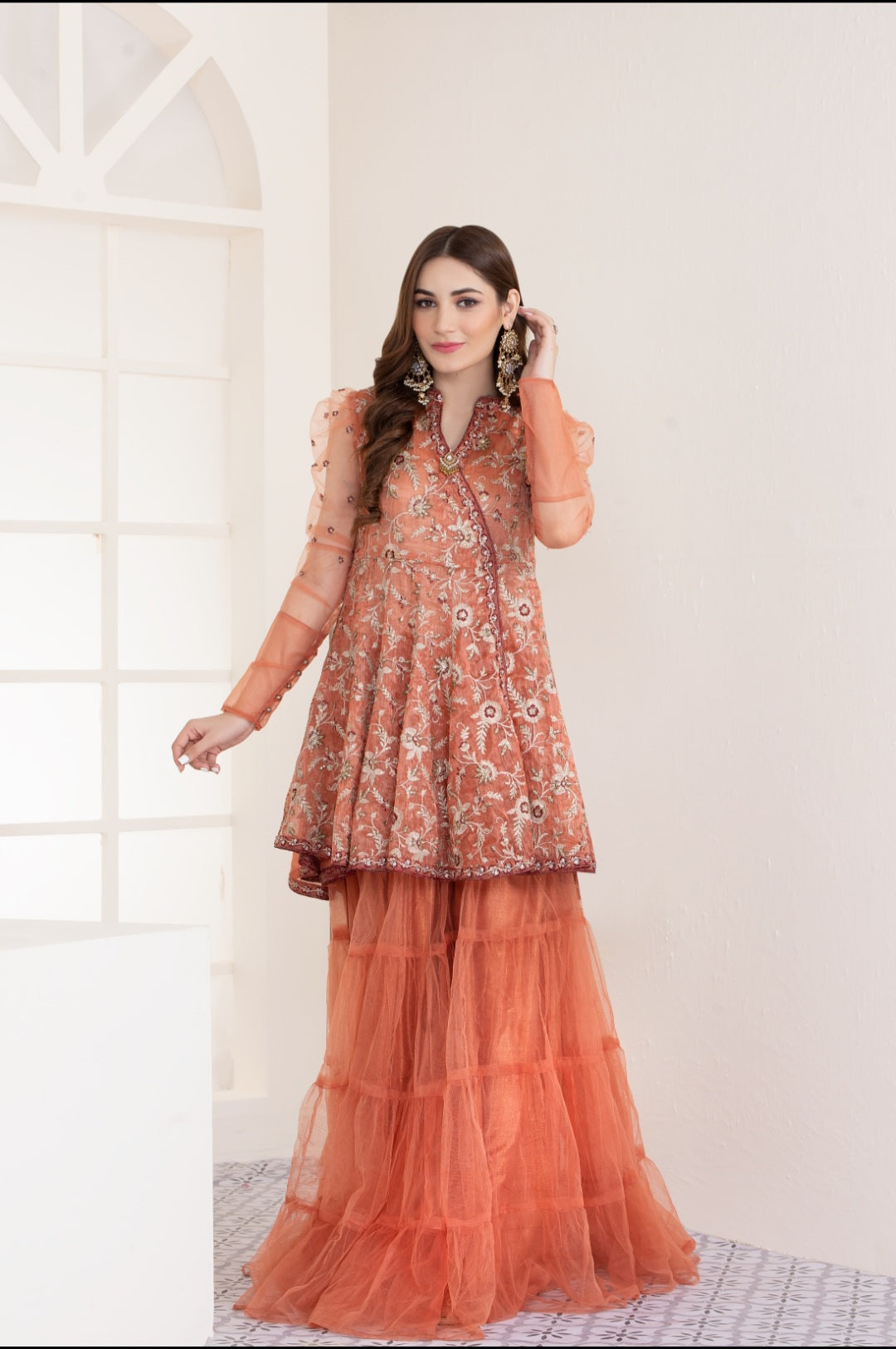 5002 Peach Ghararah Suit Nakoosh Shop