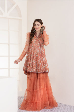 5002 Peach Ghararah Suit Nakoosh Shop