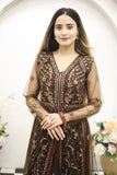 NF-5285 Brown Net Stitched Frock