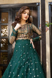NF-5635  Green Net Lahanga Choli Stitched Dress