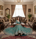 NB-5922 Ferozi Shimmer Crinkle Lehenga Choli