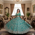 NB-5922 Ferozi Shimmer Crinkle Lehenga Choli