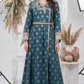 NF-6455 Sea Green Jacquard Stitched Frock