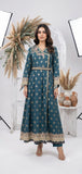 NF-6455 Sea Green Jacquard Stitched Frock