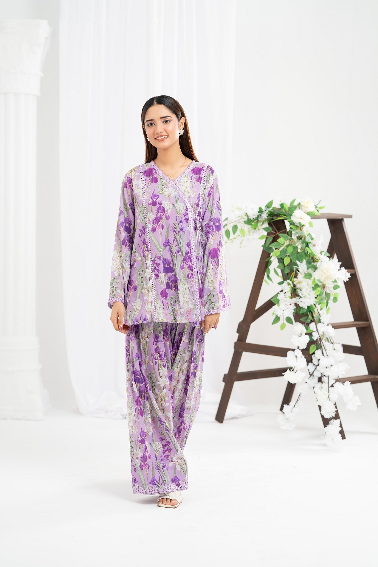 NF-6679 Lilac Printed Stitched 2PC Suit