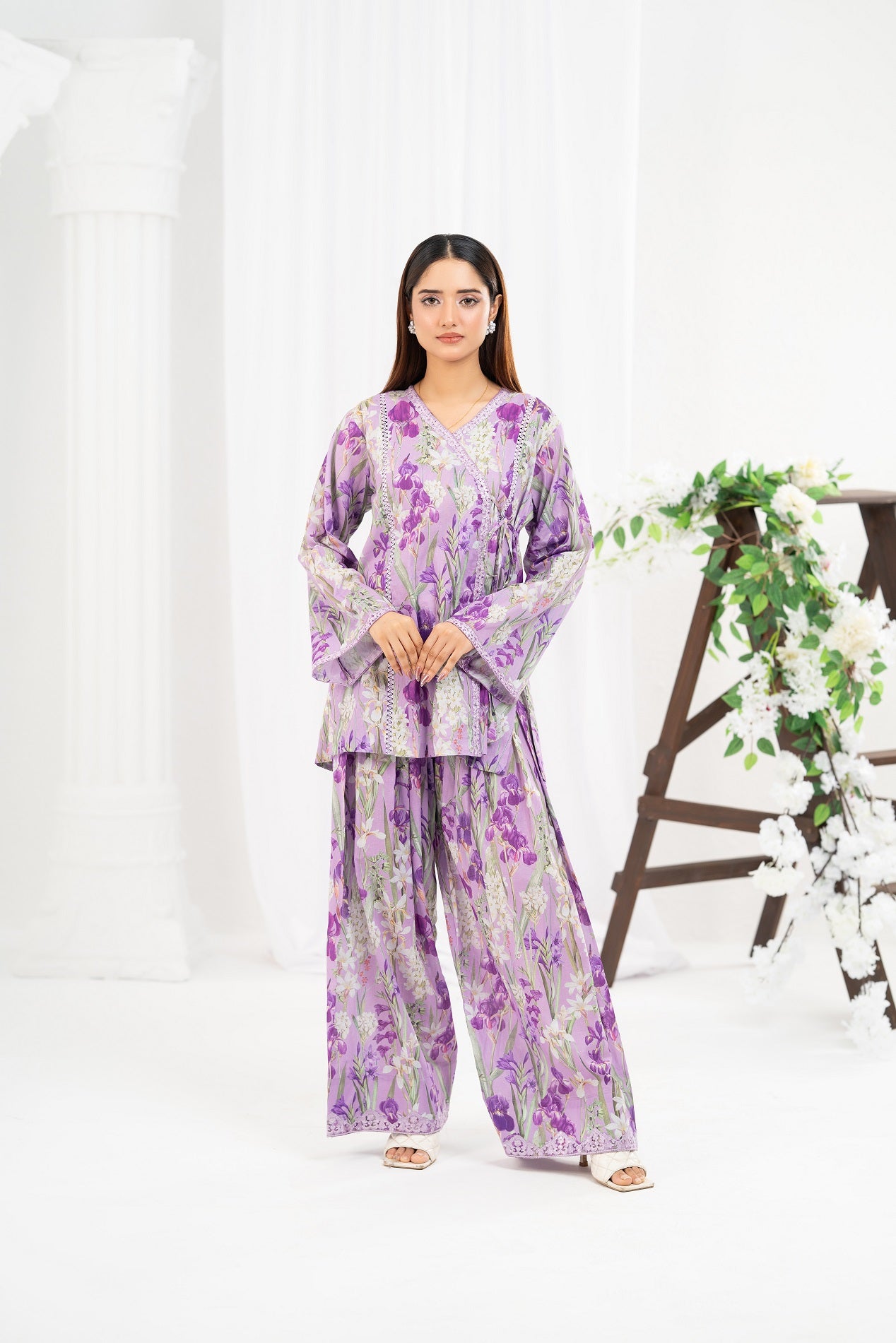 NF-6679 Lilac Printed Stitched 2PC Suit
