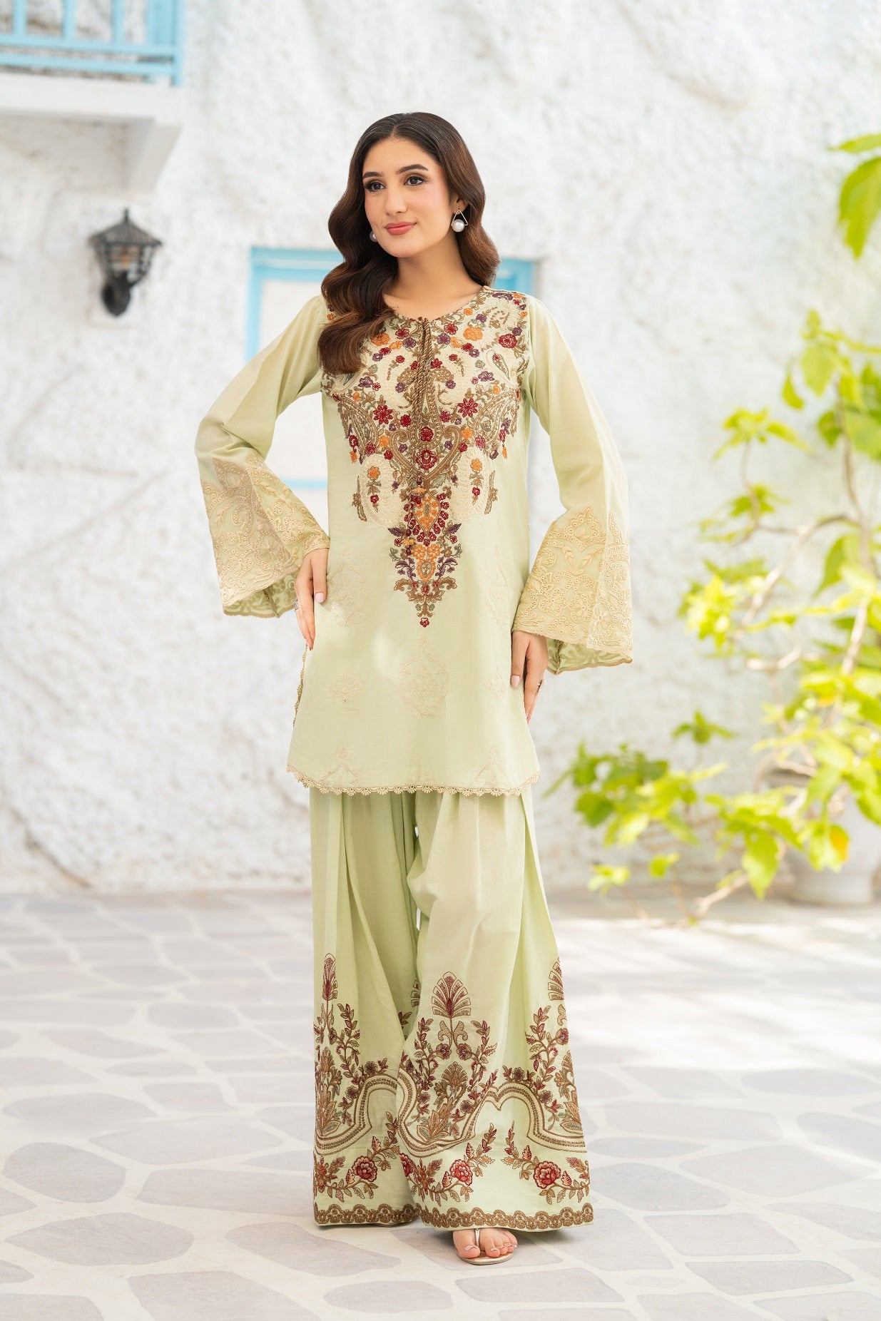 NF-6727 Pistachio Light Lawn Stitched 2PC