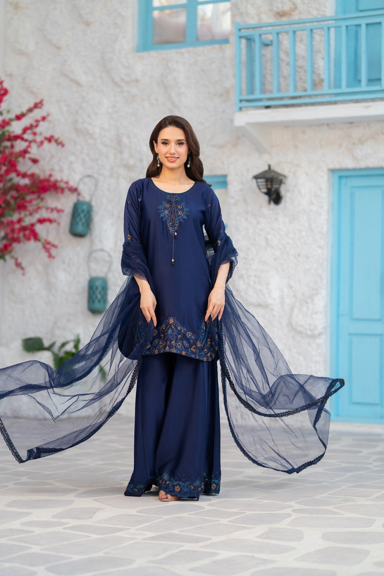 NF-6831 Blue Silk Stitched 2Pc