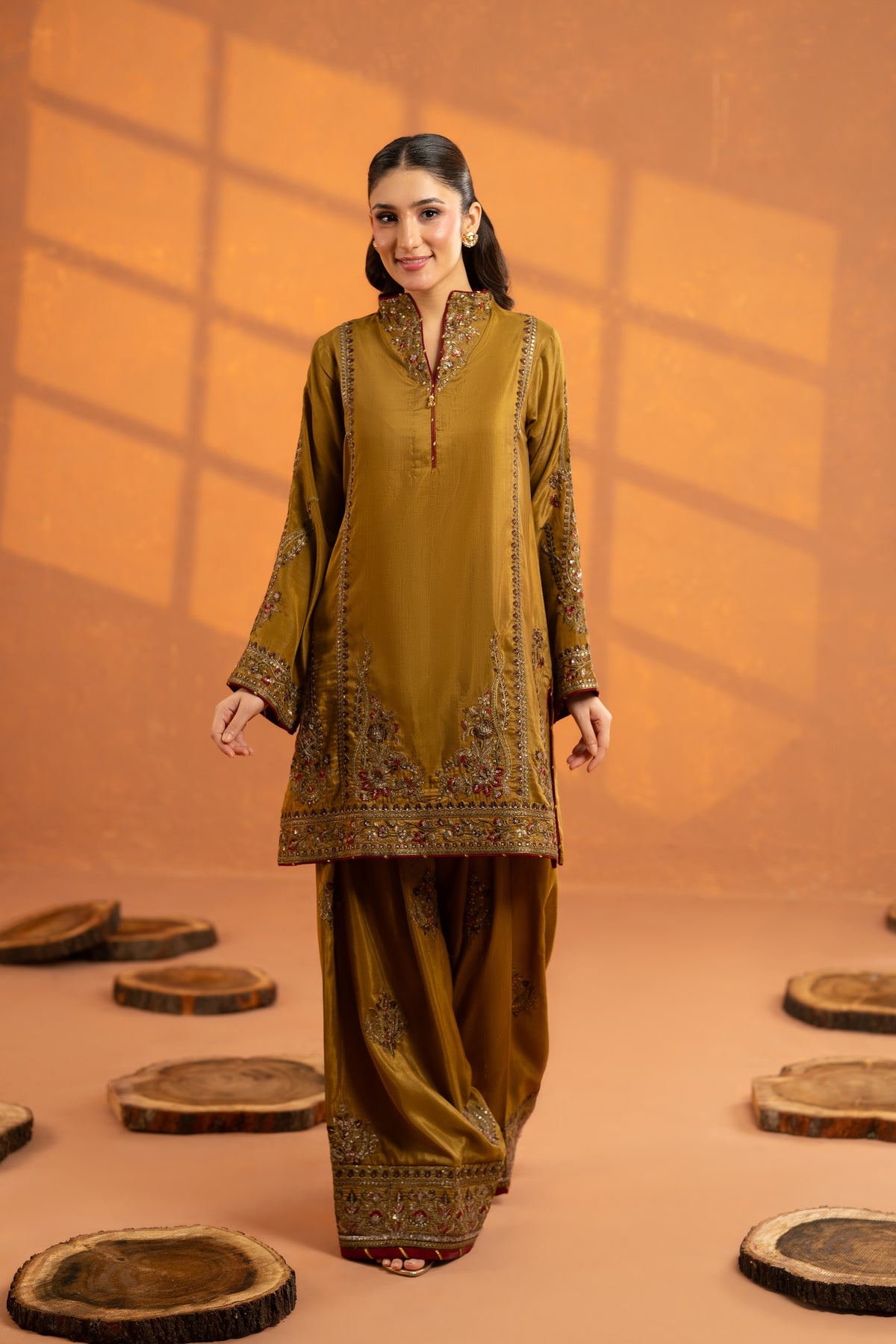 NF-6913 Antique RawSilk 2PC Stitched Dress