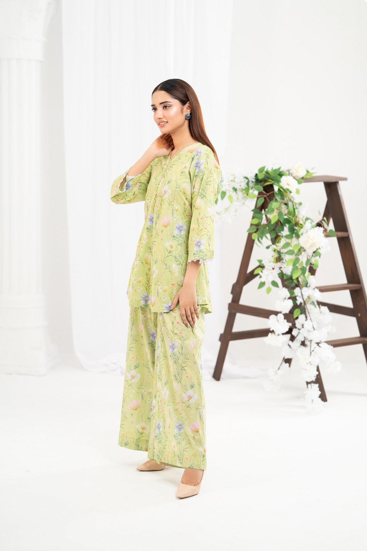 NF-Blooming Mint Green Printed 2PC