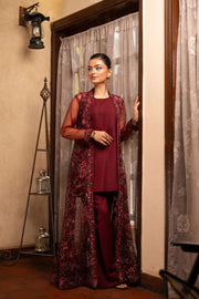 NF-6436 Maroon Net Stitched Coat With inner