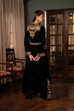 NF-6366 Black Valvet Stitched Coat