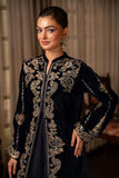 NF-6370 Navy Blue Velvet 3Pcs Stitched Dress