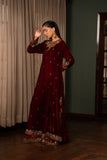NF-6299 Mehroon Velvet Stitched Long Shirt