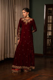 NF-6299 Mehroon Velvet Stitched Long Shirt