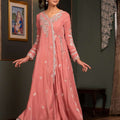 NF-5979 Pink Velvet Stitched Frock