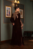 NF-6364 Brown Velvet Coat Stitch Shirt