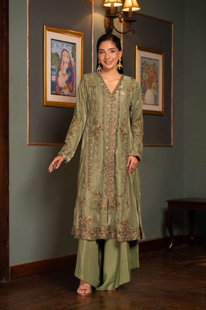 NF-6537 Pistachio Valvet Stitched Shirt