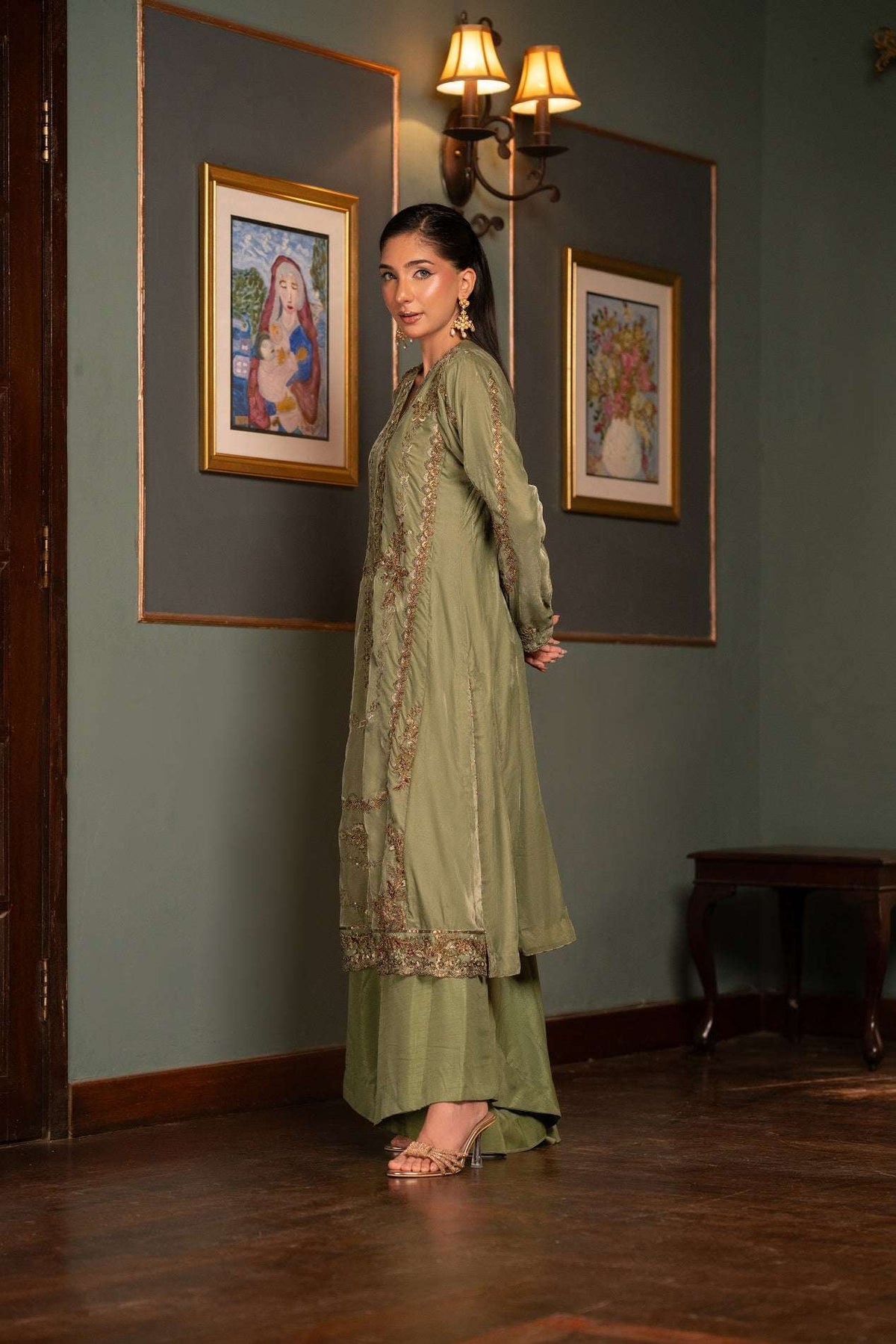 NF-6537 Pistachio Valvet Stitched Shirt