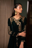 NF-6296 Bottle Green Velvet Stitched Shirt