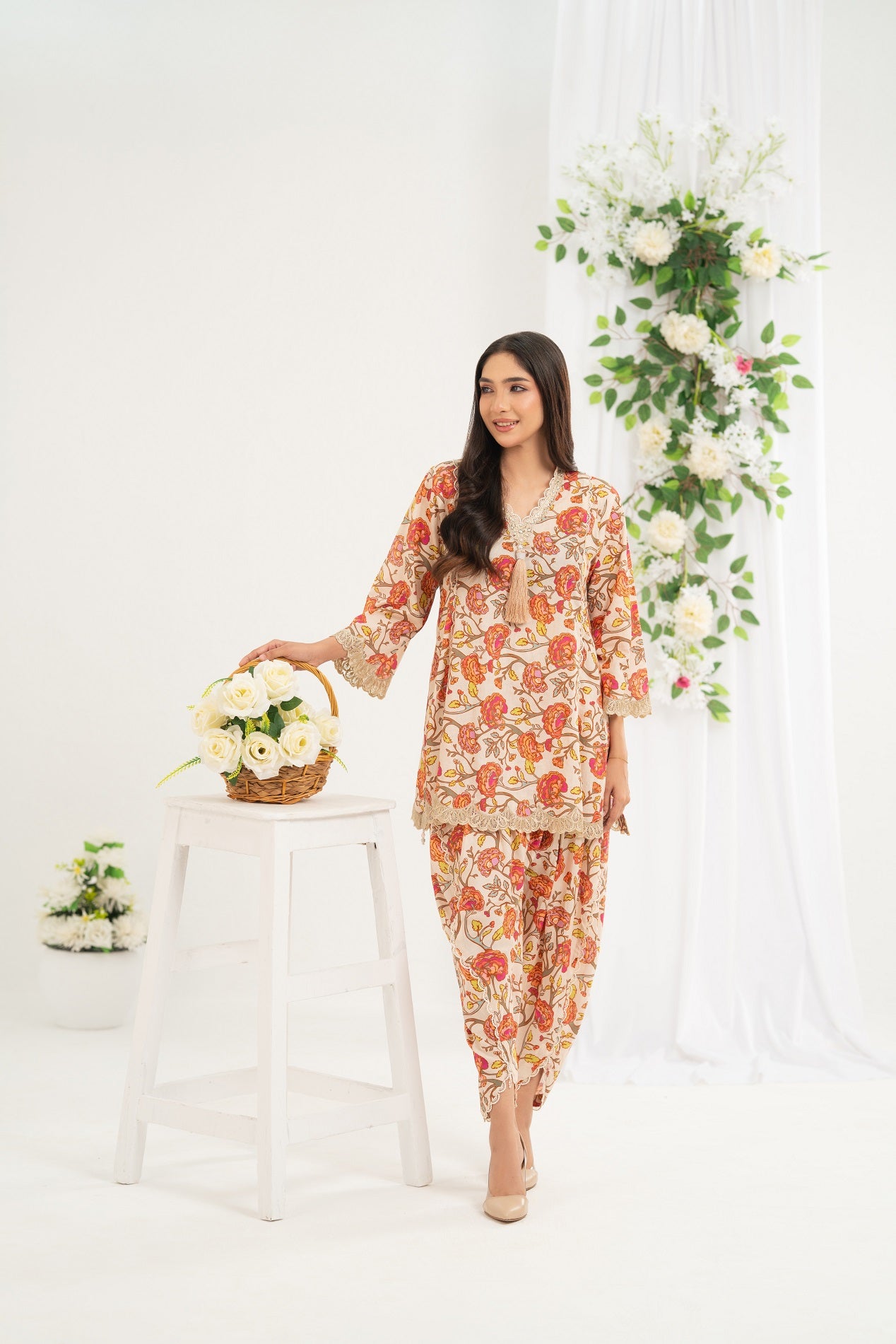 NF-6687 Peach Printed Stitched 2PC