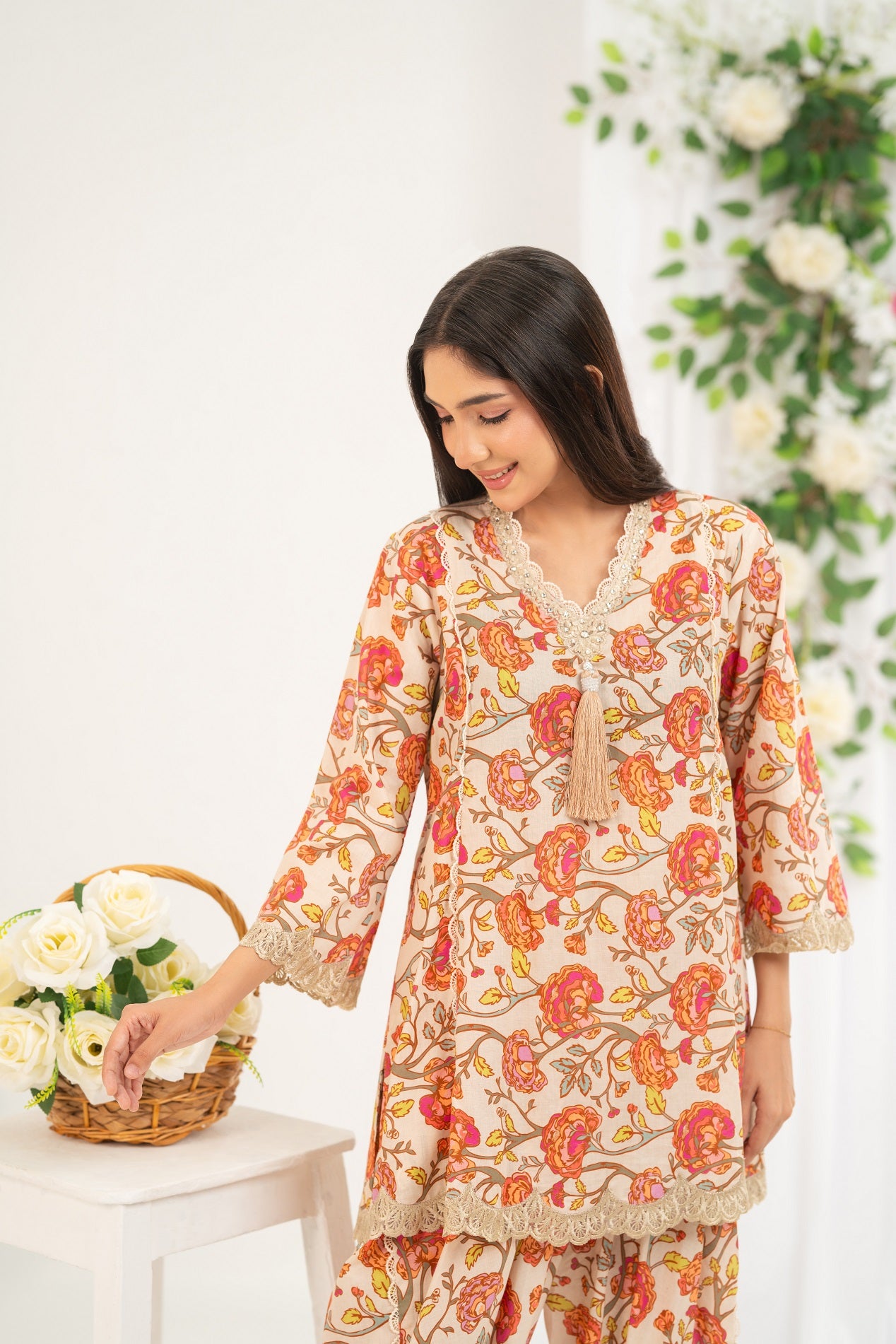 NF-6687 Peach Printed Stitched 2PC