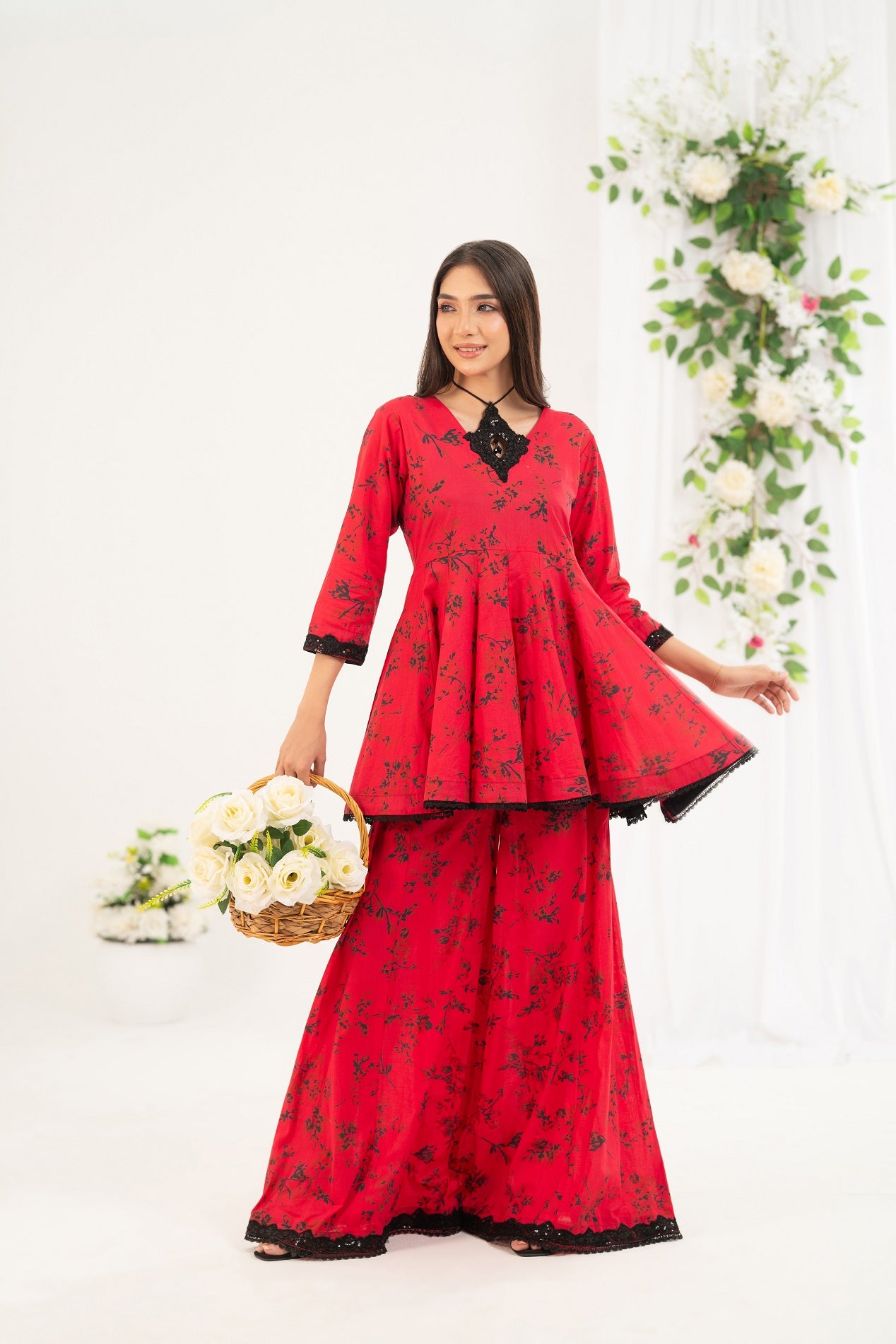 NF-6679 Pink Printed Stitched 2PC Suit