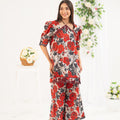 NF-6686 Maroon Grey Print 2PC Stitched Dress