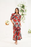 NF-6686 Maroon Grey Print 2PC Stitched Dress