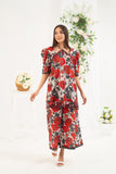 NF-6686 Maroon Grey Print 2PC Stitched Dress