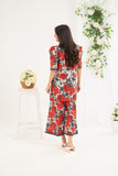 NF-6686 Maroon Grey Print 2PC Stitched Dress