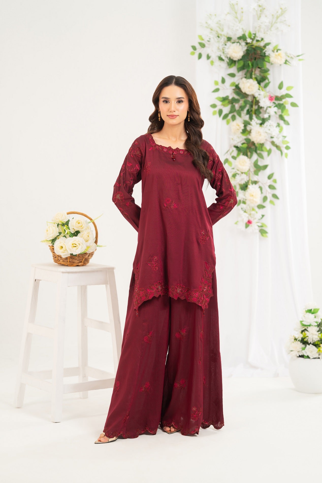 NF-6597 Maroon Silk 2PC Stitched
